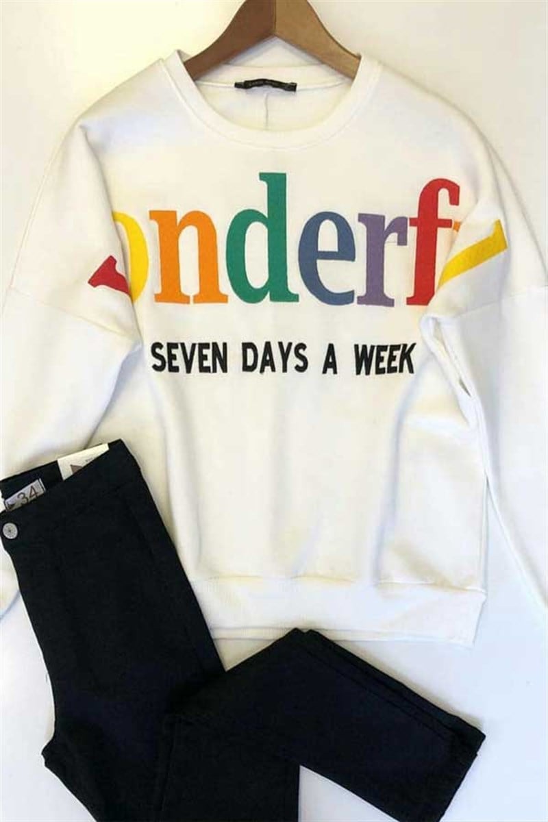 Wonderful Renkli Nakışlı Sweat