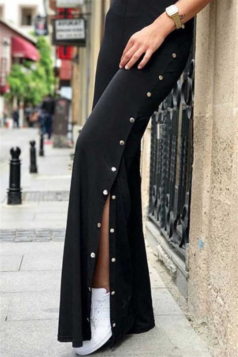Yanı Çıtçıtlı Crep Salaş Pantalon