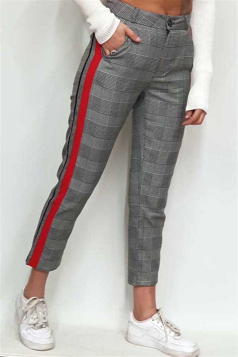 Yanı Şeritli Ekoseli Havuç Pantalon