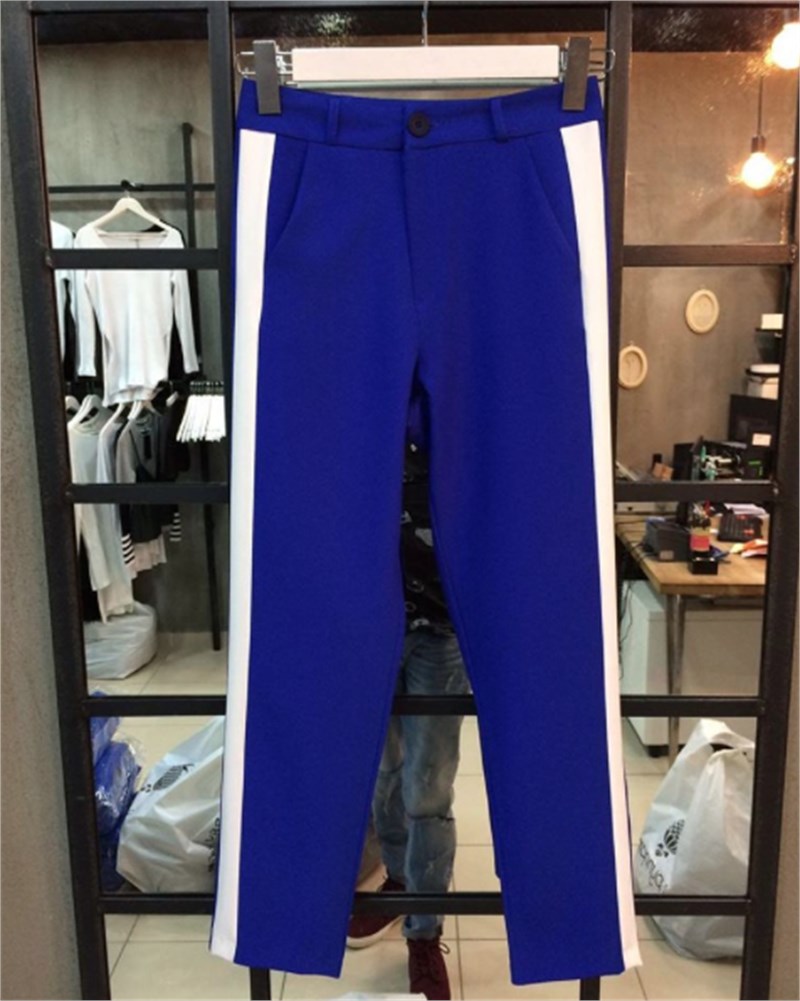 Yanı Şeritli Sax Mavisi Havuç Pantalon