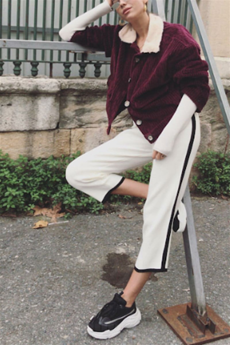 Yanı Şeritli Triko Pantalon