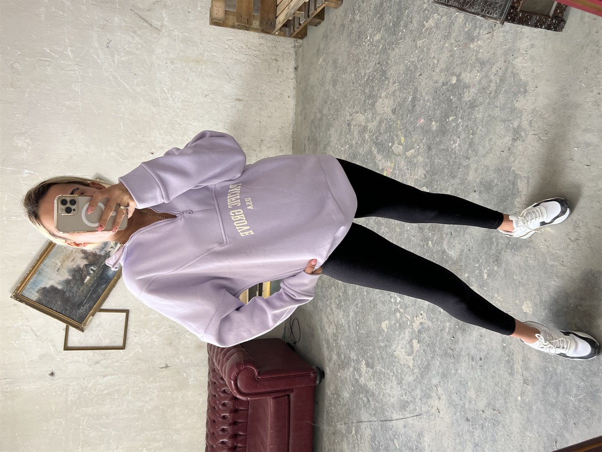 Yarım Fermuarlı Orjinal Marka Lila SweatshirtSWEATSHİRT