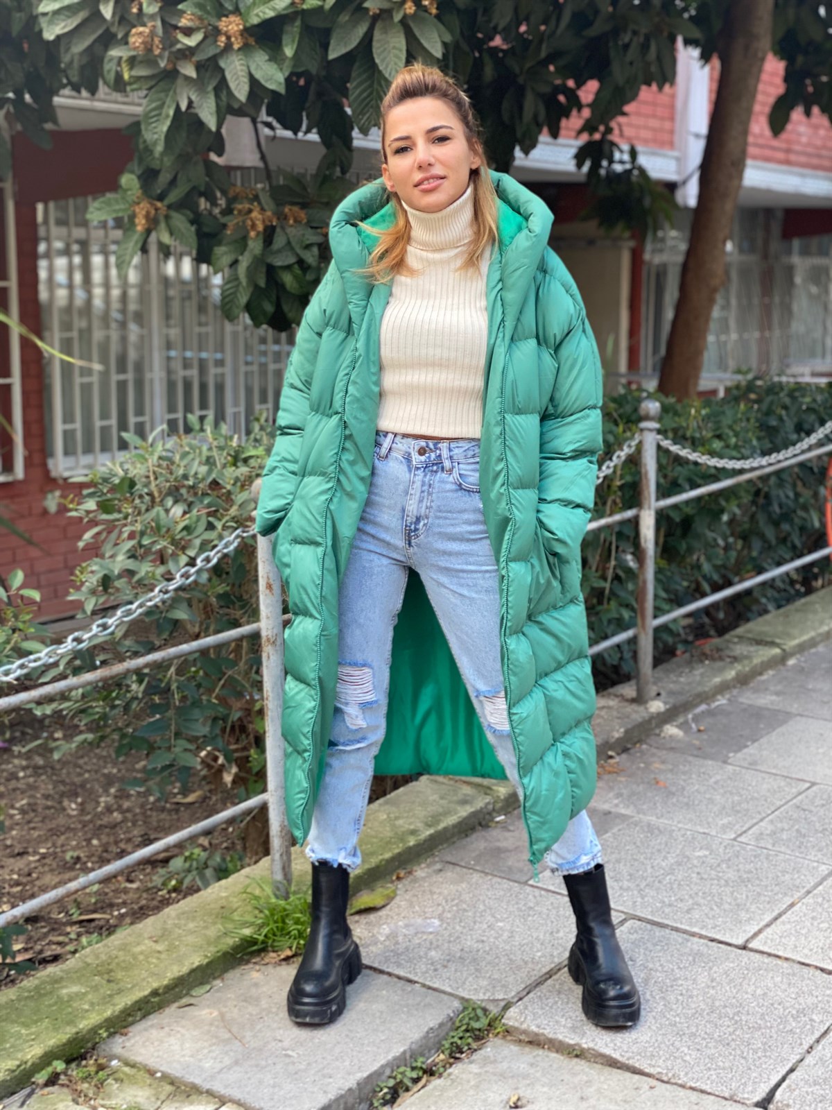 Yeşil Oversize Midi MontMONT/CEKET