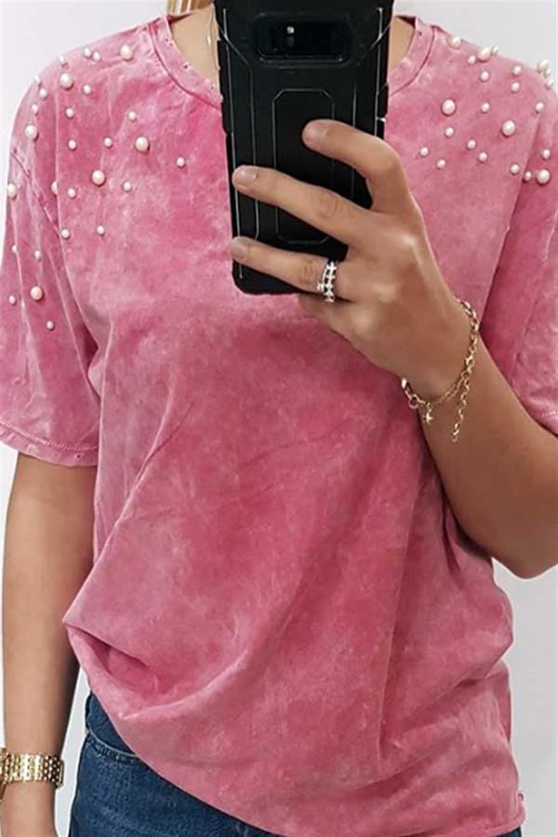 Yıkamalı İncili Tshirt