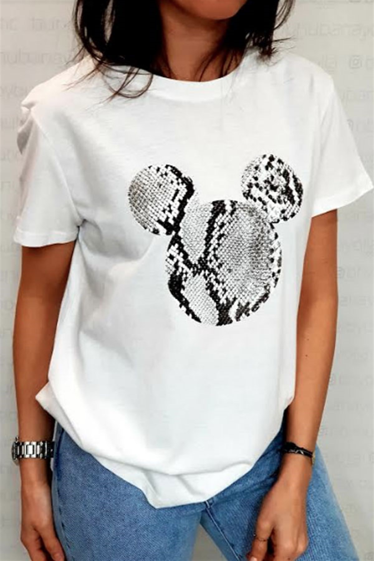 Yılan Desen Mickey Tshirt