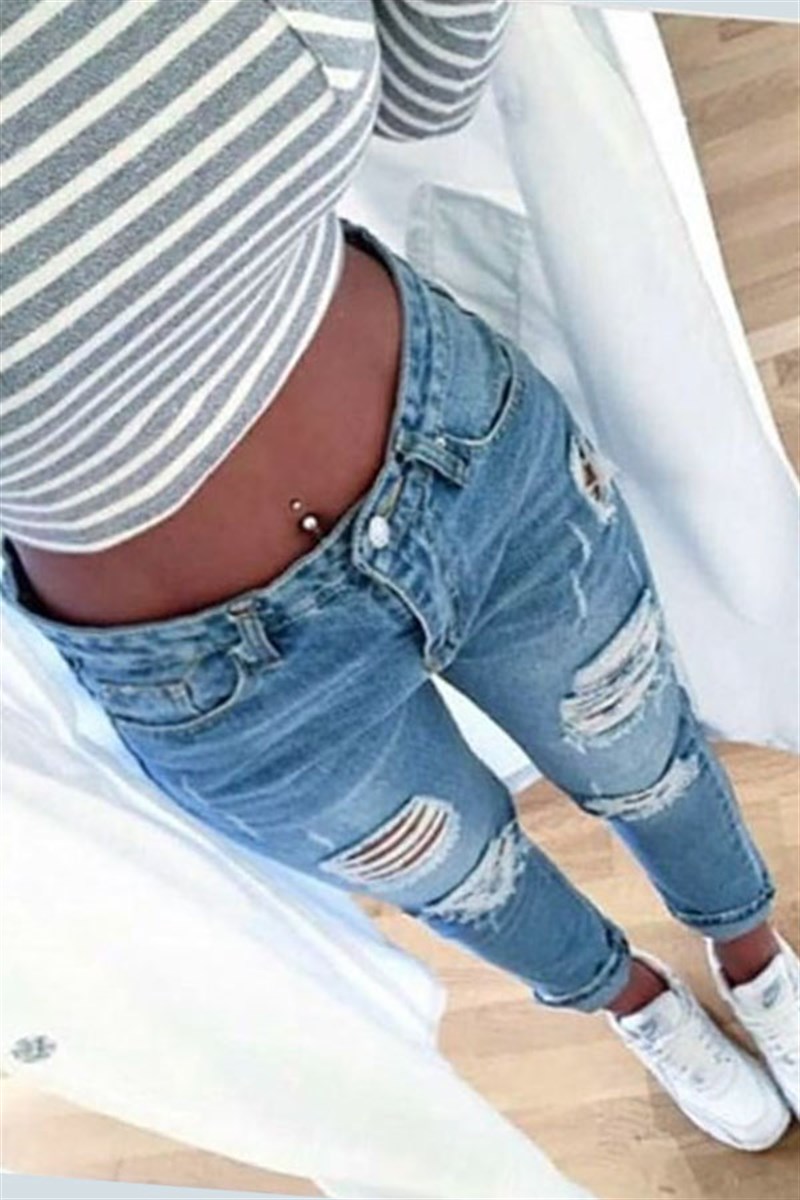 Yırtık Detay Boyfriend Kalıp Jean