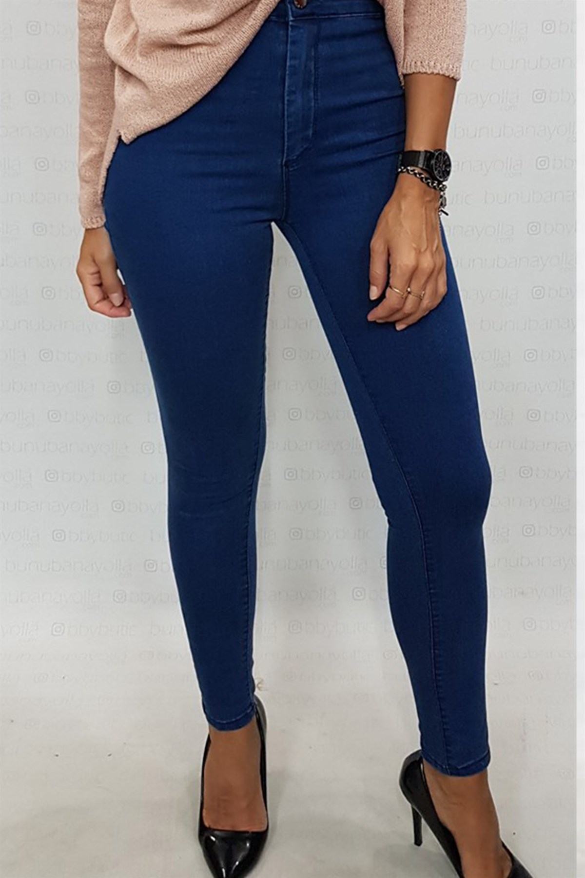 Yüksek Bel İndigo Mavi Skinny JeanJEAN