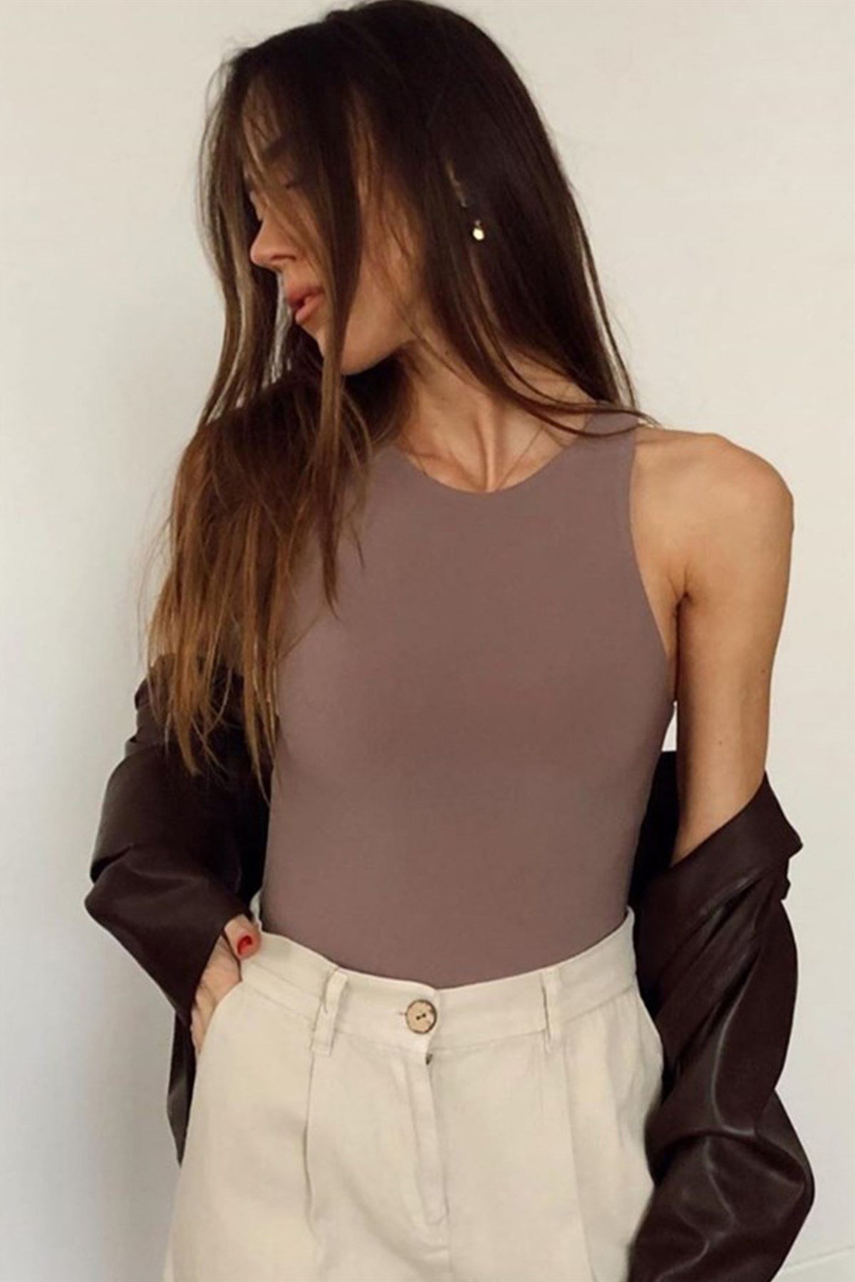 Yüzücü Model Çıtçıtlı BodysuitBLUZ