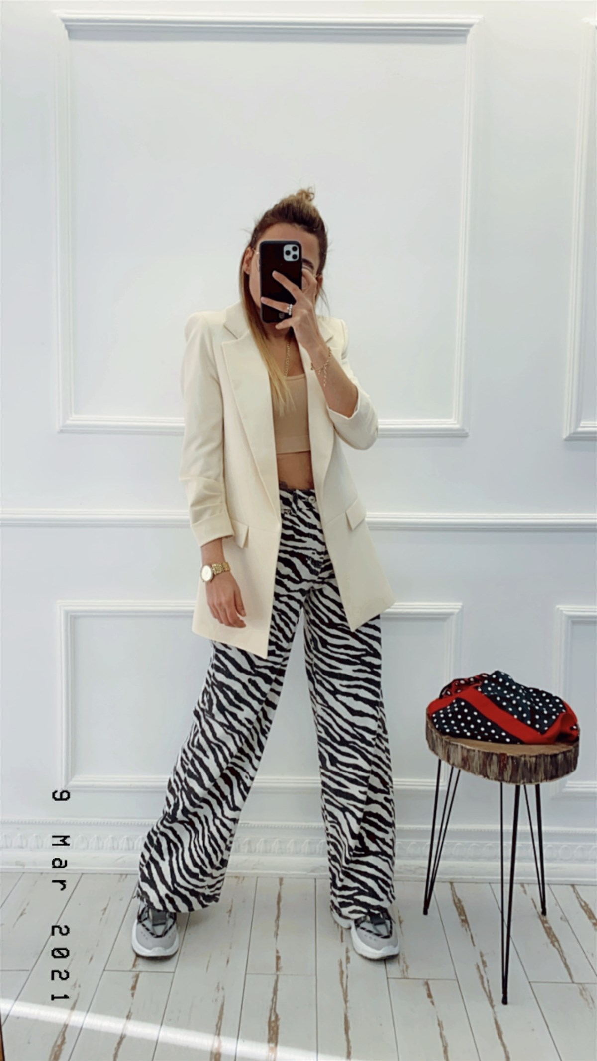 Zebra Desen Salaş Kesim Jean