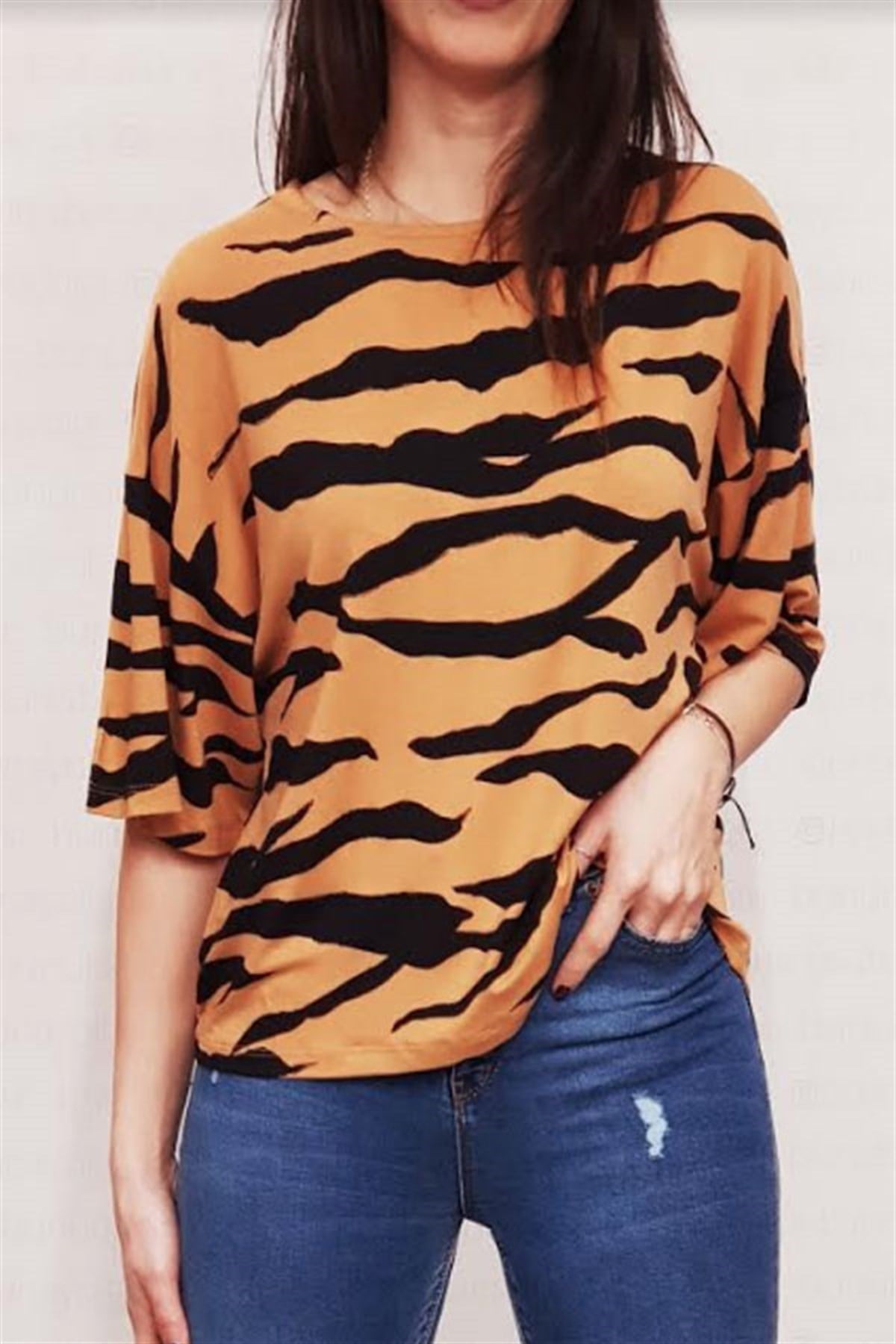 Zebra Desen Taba Tshirt