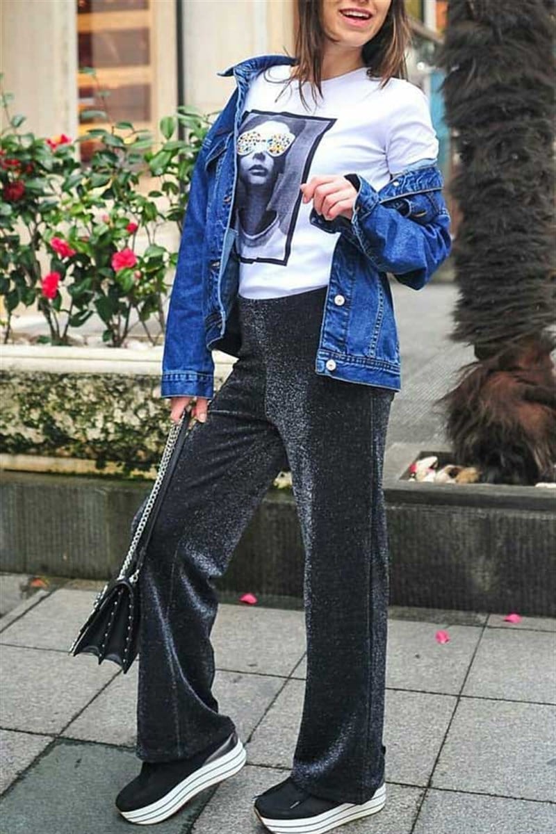 Zigzag Simli  Salaş Pantalon