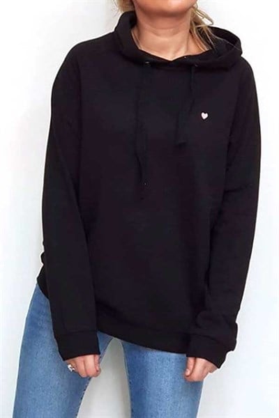 Kalp Nakışlı Sweatshirt