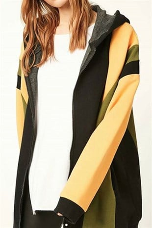 Sarılı Yeşilli Fermuarlı Sweatshirt