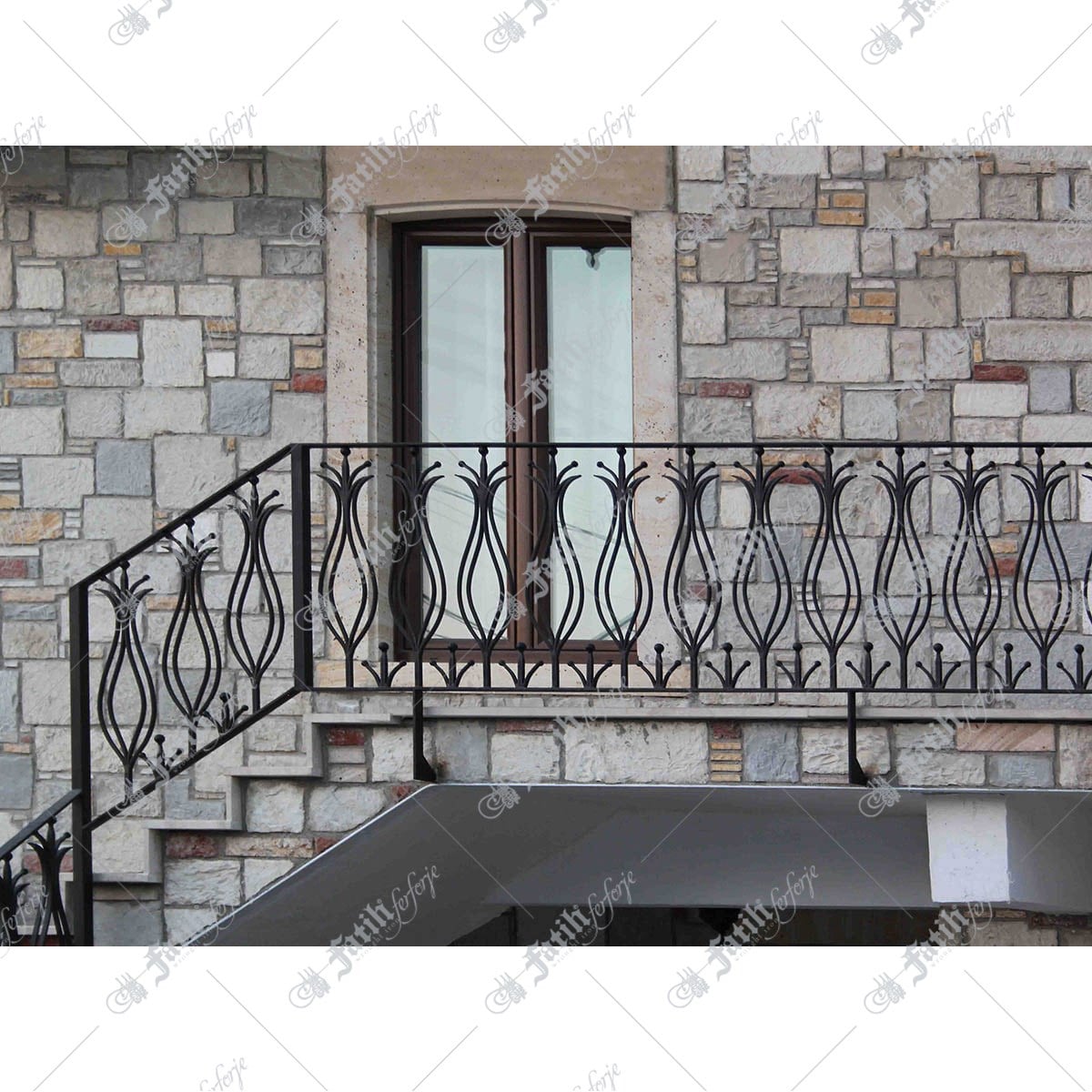 3176 KODLU FERFORJE KORKULUK | WROUGHT IRON STAIRS | Fatih Ferforje