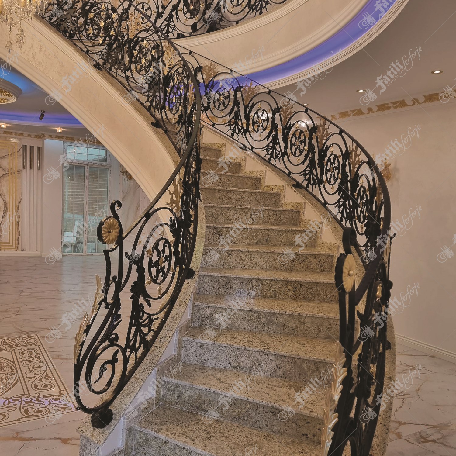 3242 KODLU FERFORJE KORKULUK | WROUGHT IRON STAIRS | Fatih Ferforje