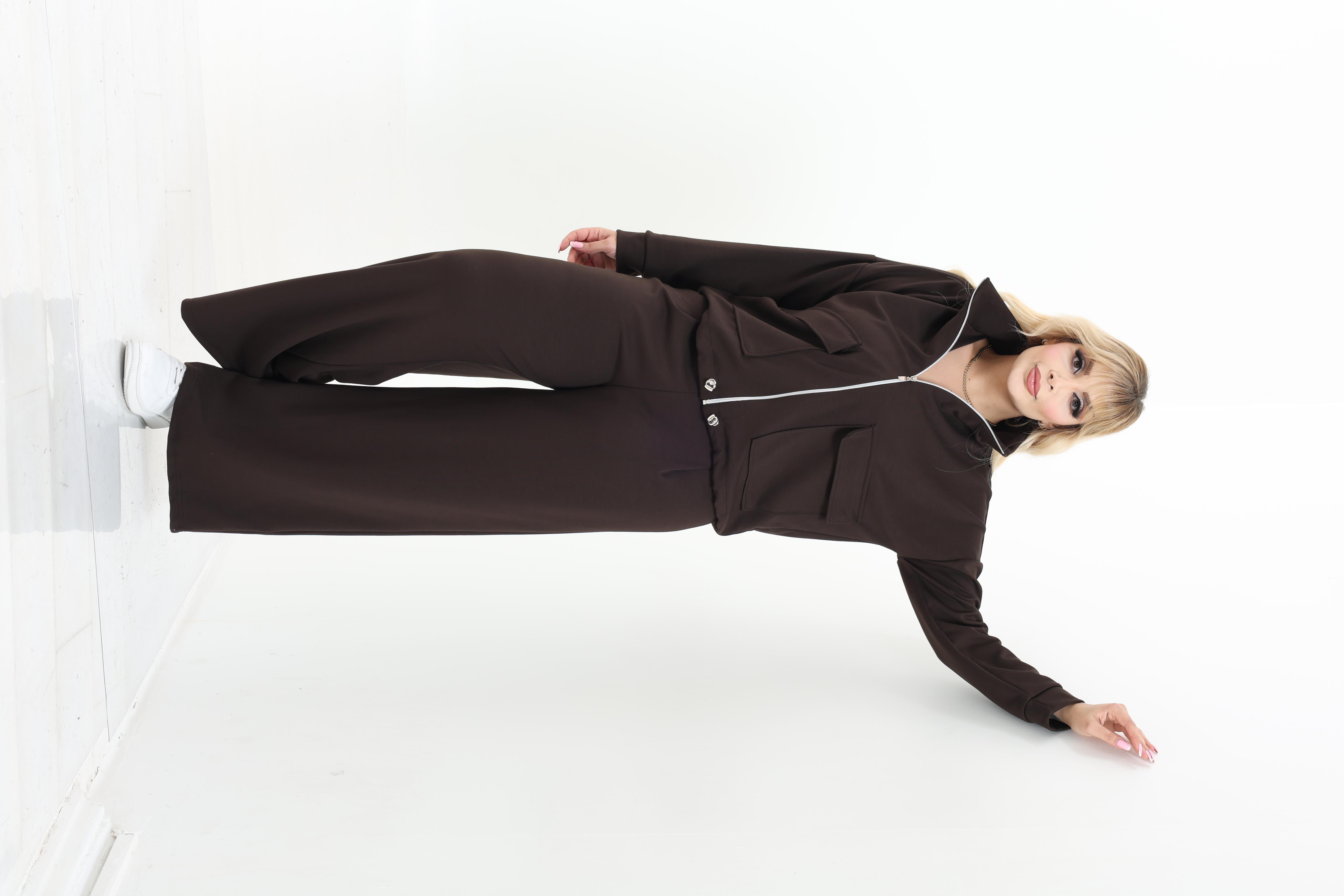 Modal Kumaş Önü Pilili Pantolon & Ayarlanbilir Ceket Alt-Üst Takım | Mjora Butik