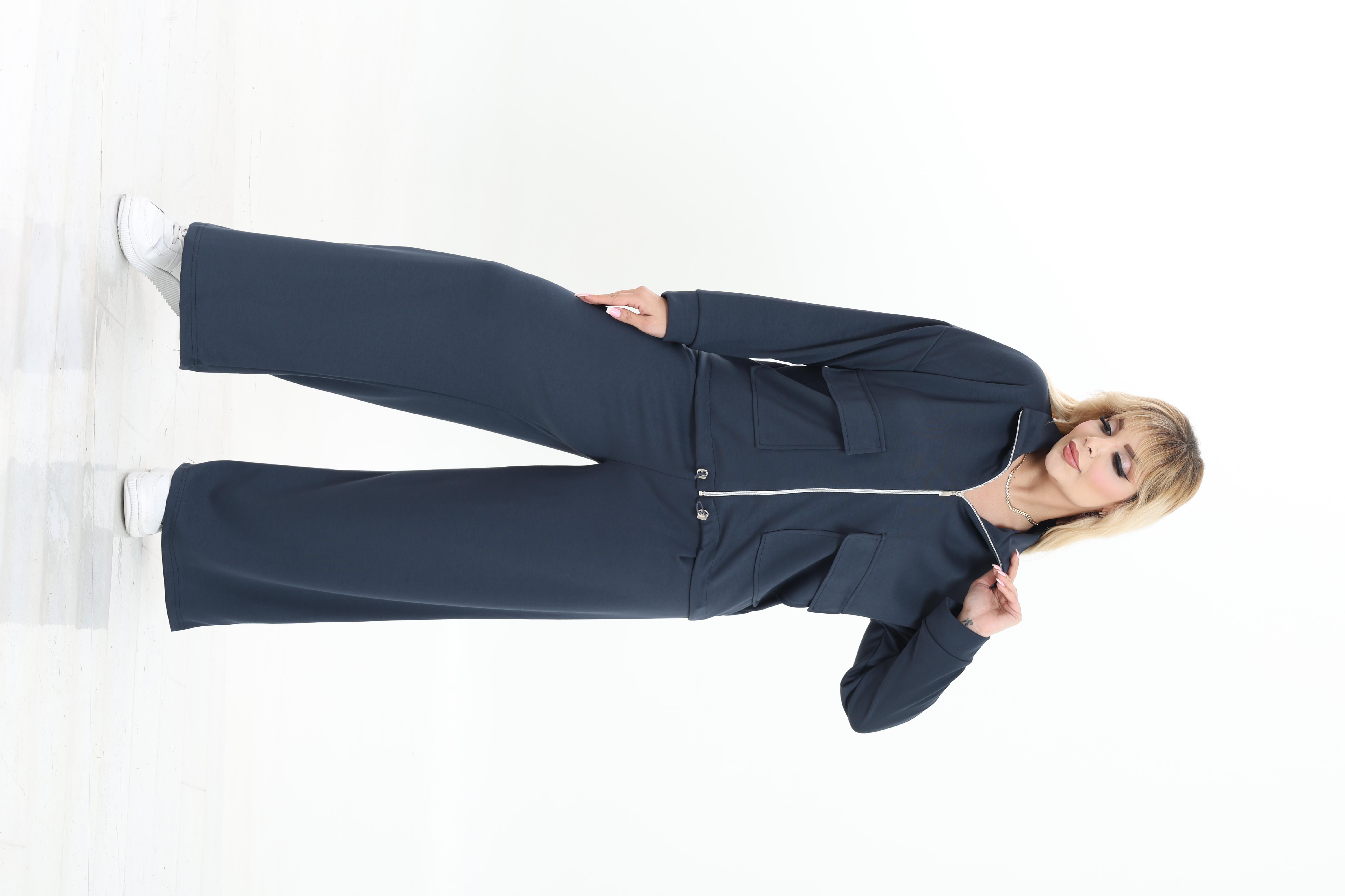 Modal Kumaş Önü Pilili Pantolon & Ayarlanbilir Ceket Alt-Üst Takım | Mjora Butik