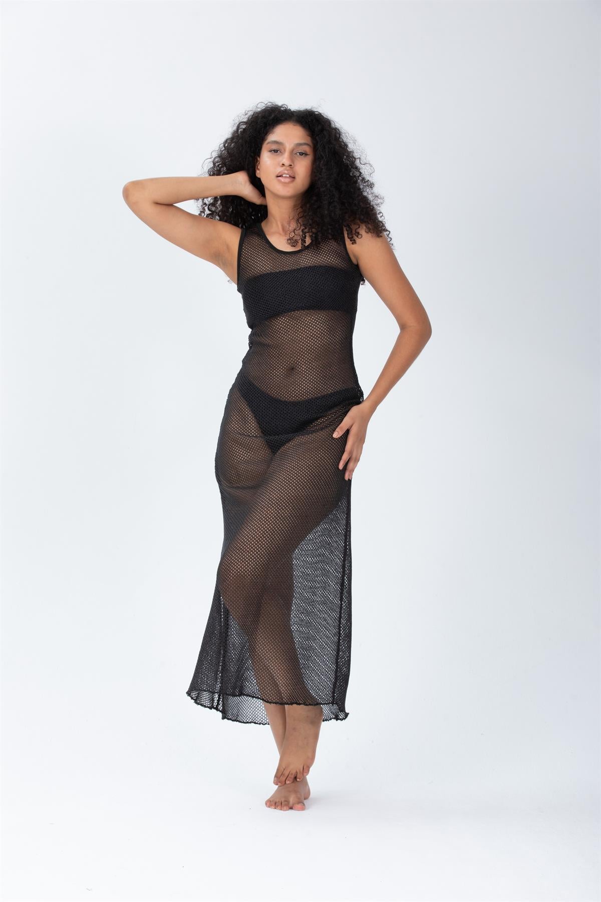 Parlak Görünümlü File Elbise