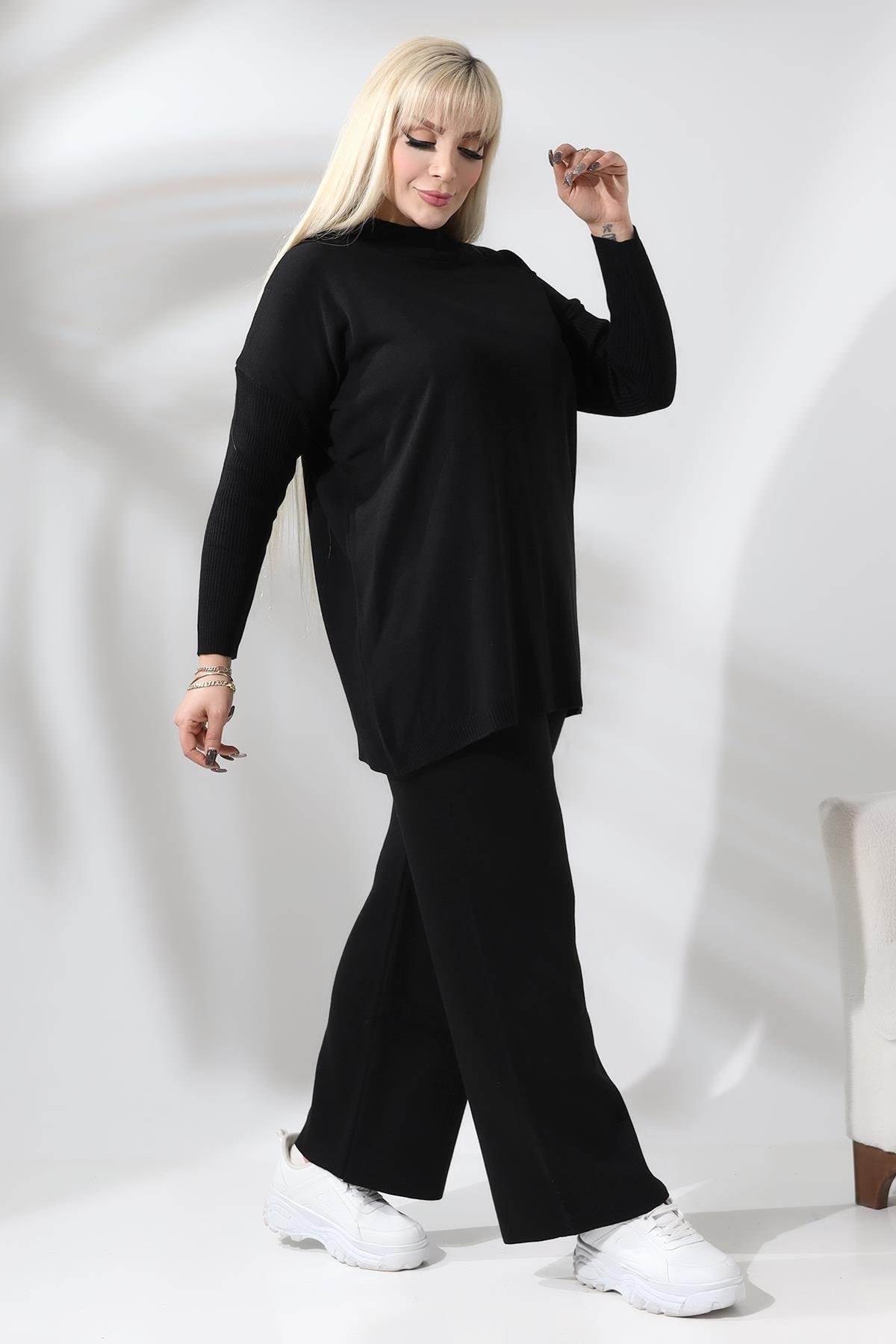 Siyah Triko Alt-Üst Büyük Beden Takım