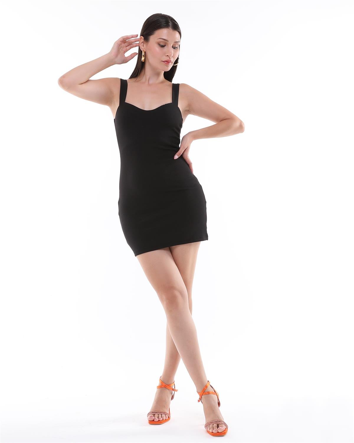 Zara Model Siyah Vucuda Oturan Örme Elbise