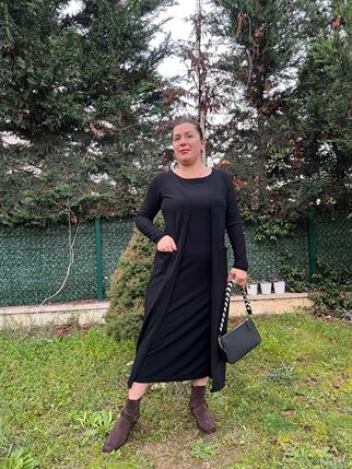 Yumoş Kumaş Tek Parça Hırkalı Elbise | Mjora Butik