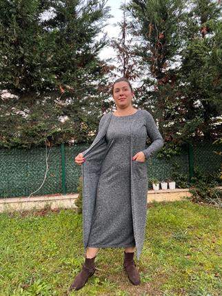 Yumoş Kumaş Tek Parça Hırkalı Elbise | Mjora Butik