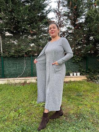 Yumoş Kumaş Tek Parça Hırkalı Elbise | Mjora Butik