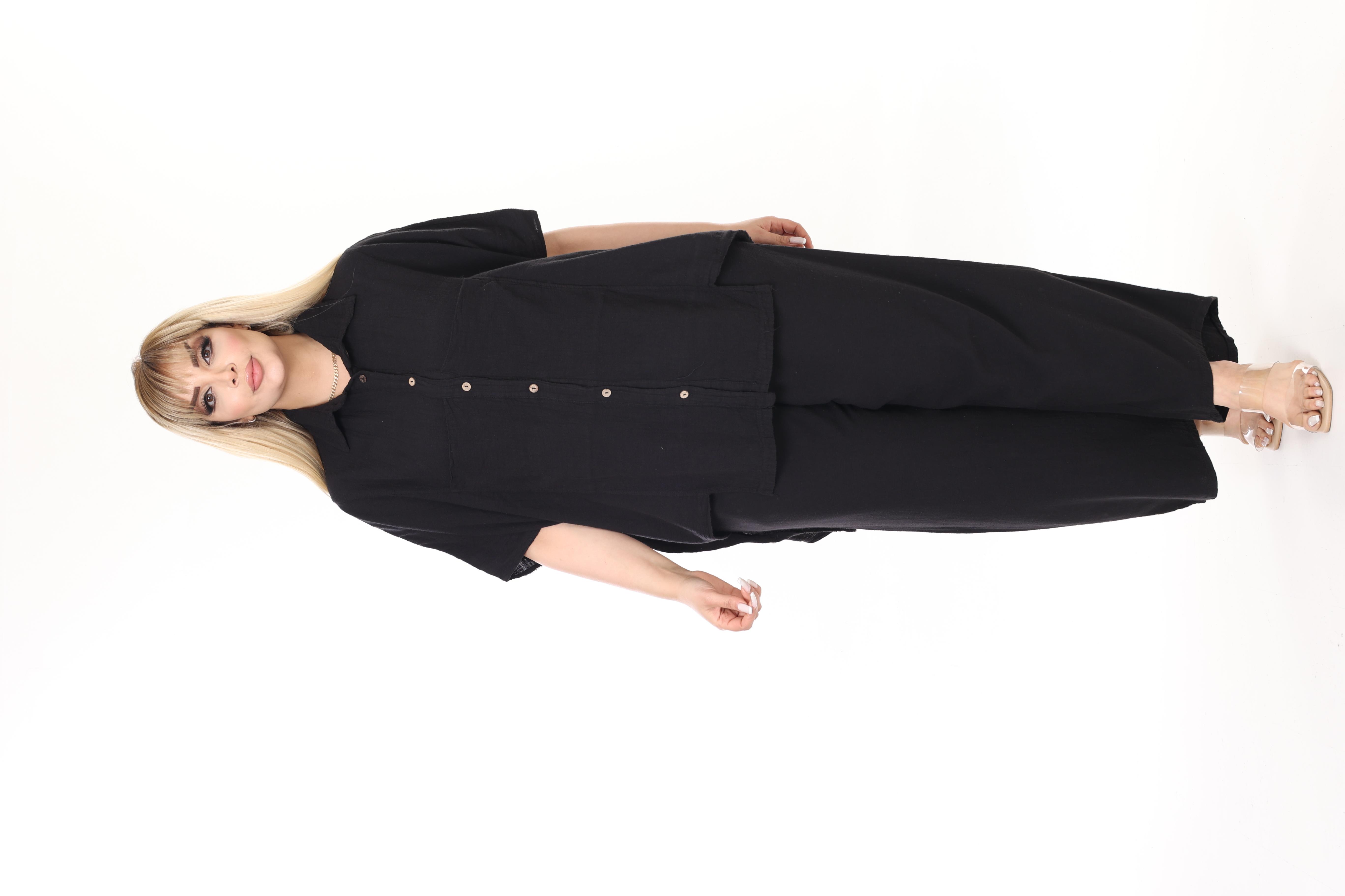 %100 Pamuk Keten Geniş Kesim Pantolon&Gömlek Takım