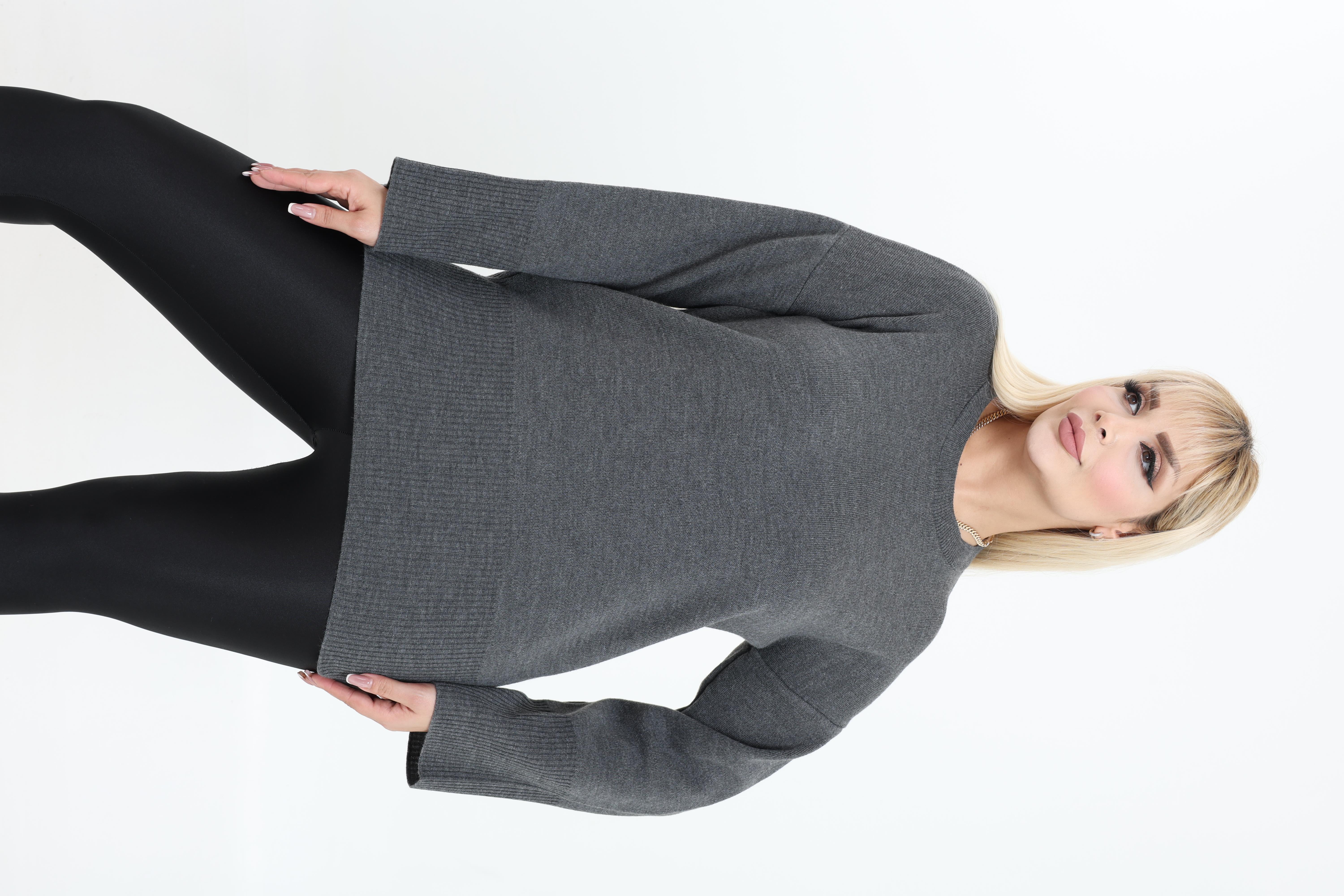 Bisiklet Yaka Rahat Kalıp Triko Örme Kazak