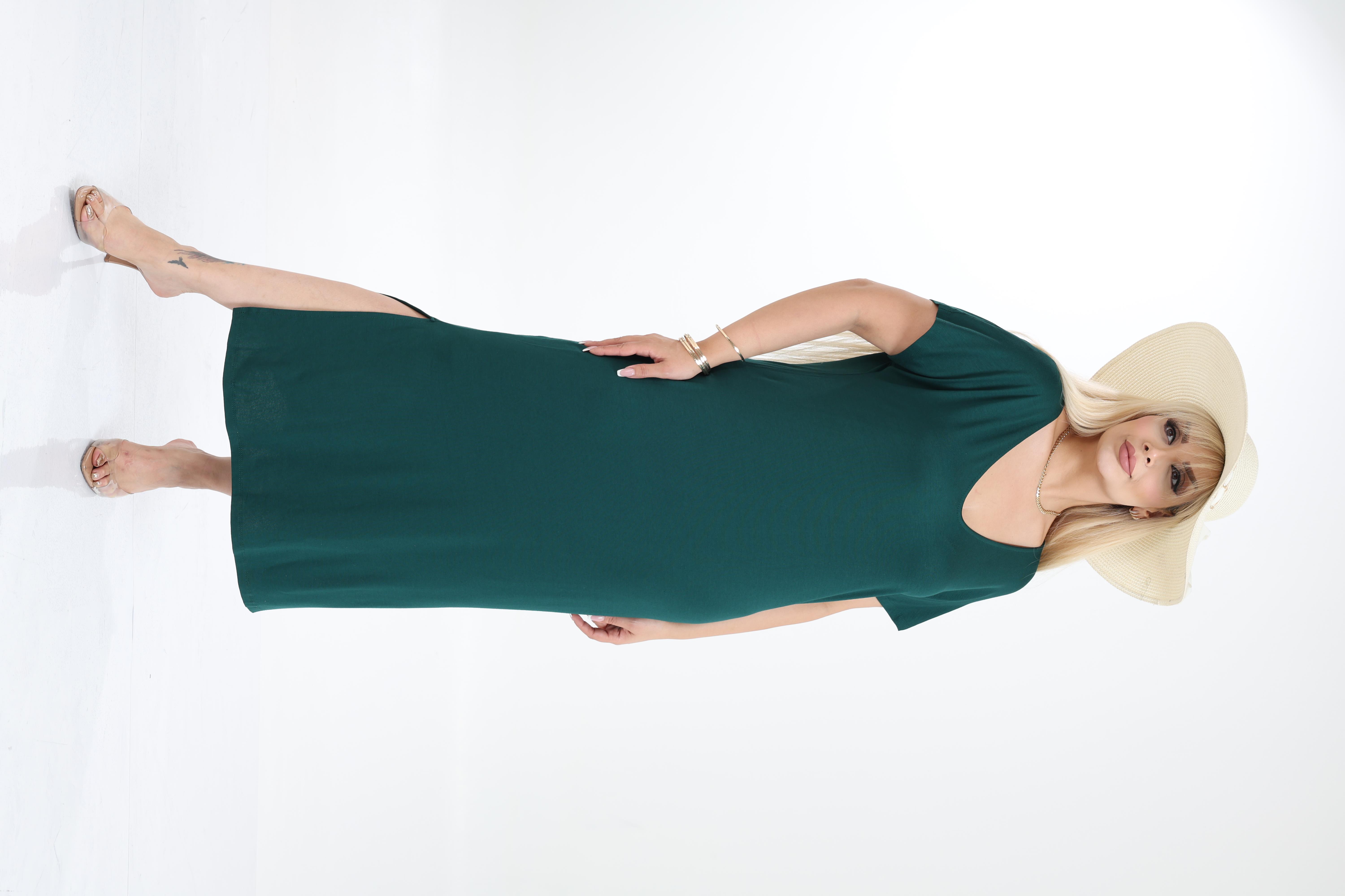 Büyük Beden Kadın Viskon Örme Basic Günlük Elbise