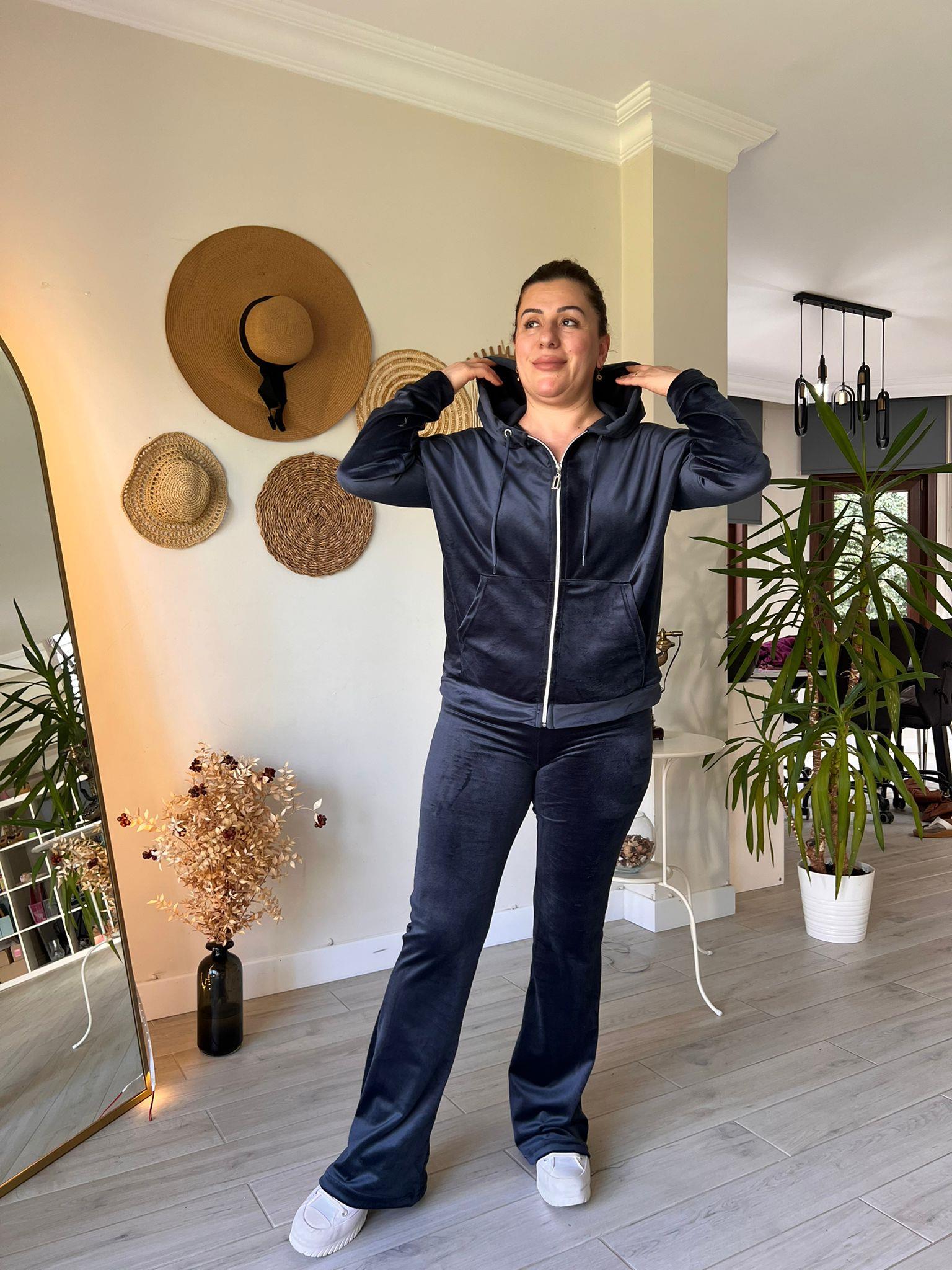 İspanyol Paça Tayt Pantolon & Fermuarlı Sweat Alt-Üst Takım | Mjora Butik