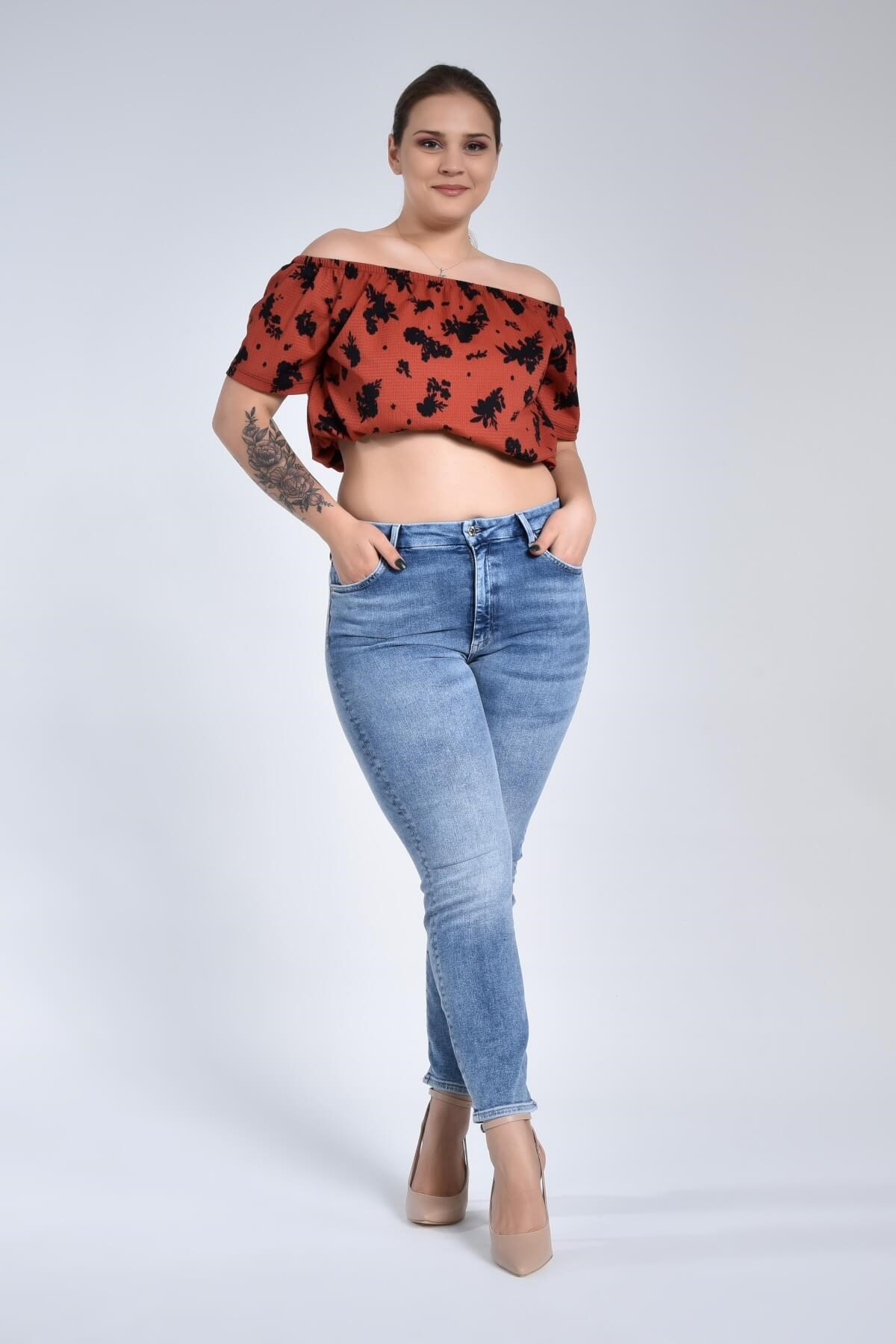 Mavi Mom Jean Büyükbeden Pantolon 