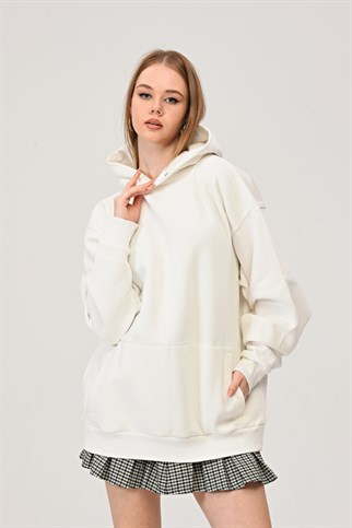 Beyaz Oversize Unisex Sweatshirt