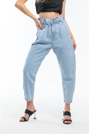 Poperbag Yüksek Bel Mavi Jean Pantolon 