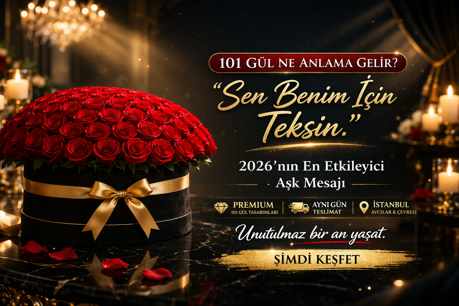 101 gül buketi kadife kutuda kırmızı güller premium hediye hanbeyi istanbul avcılar aynı gün teslim romantik çiçek