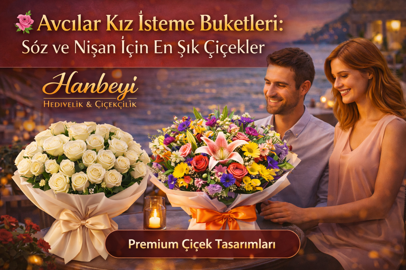 Avcılar kız isteme buketleri söz ve nişan için premium çiçek tasarımları Hanbeyi