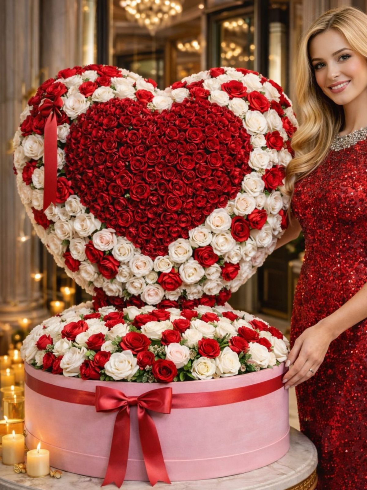 501 Canlı Gül Kişiye Özel Harf Kalp Tasarım – Premium Luxury Collection | Hanbeyi Kutuda Gül