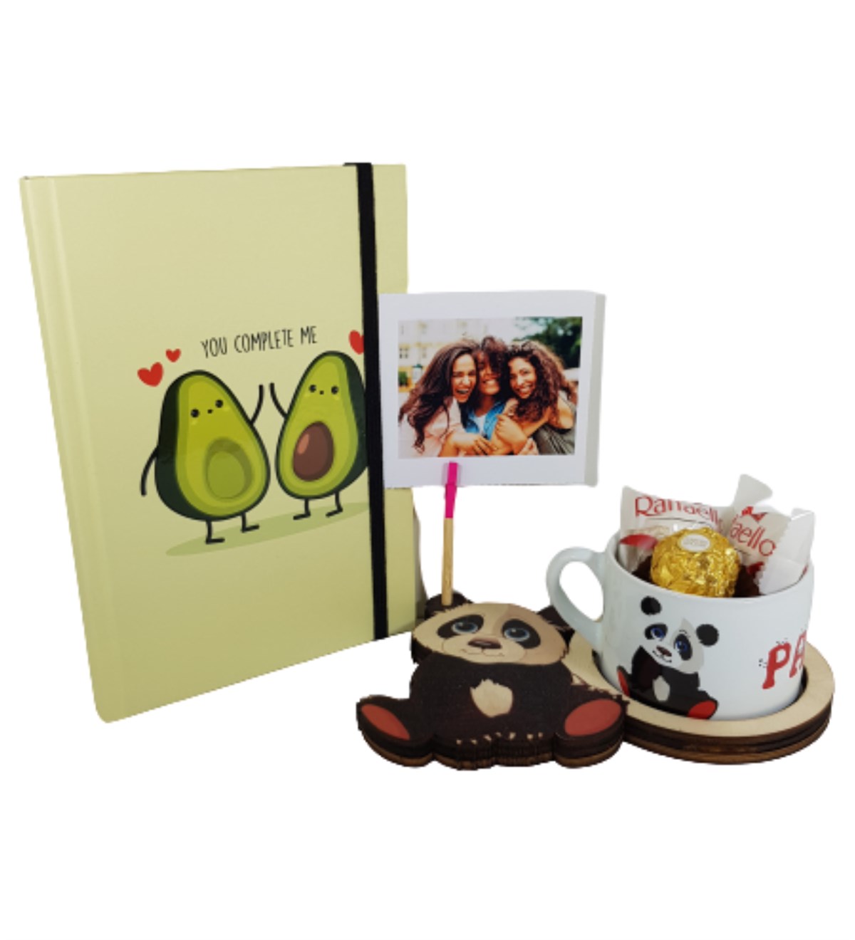 Kişiye Özel Best Friends Defter Panda Özel Tasarım Fotoğraflı Kupa Çikolata Hediye Setleri
