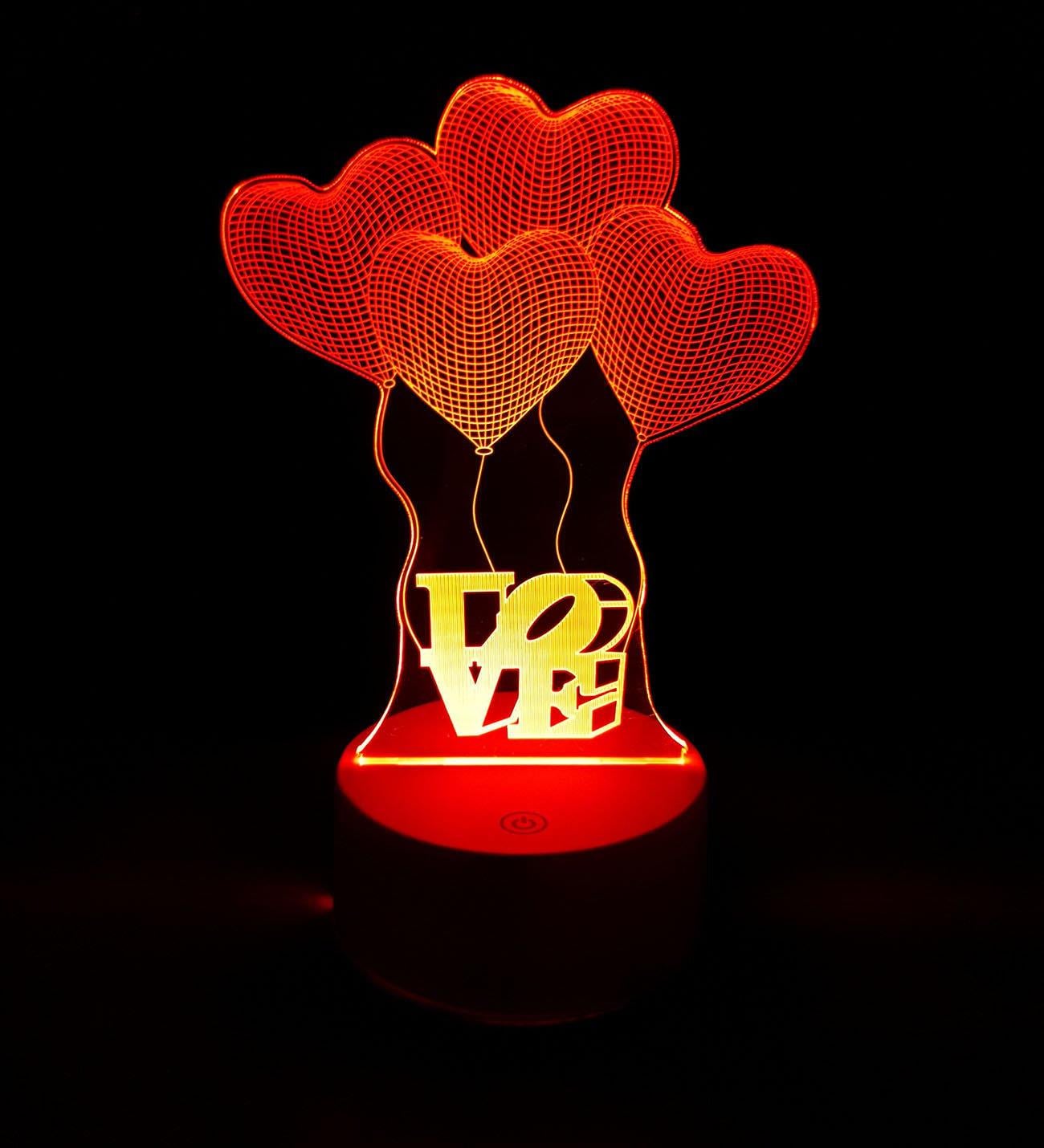 7 Renk Love Uçan Balonlar Sevgiliye Hediye 3D Dokunmatik Gece Lambası BANYO GURUBU