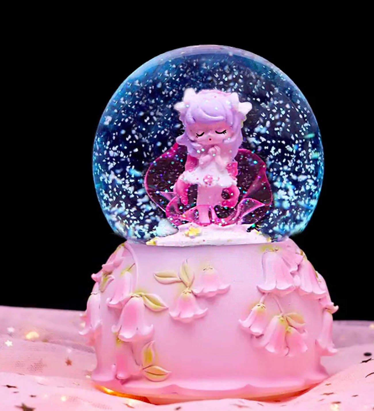 Flower Angel Renk Değiştiren Işıklı Müzikli Kar Küresi BANYO GURUBU
