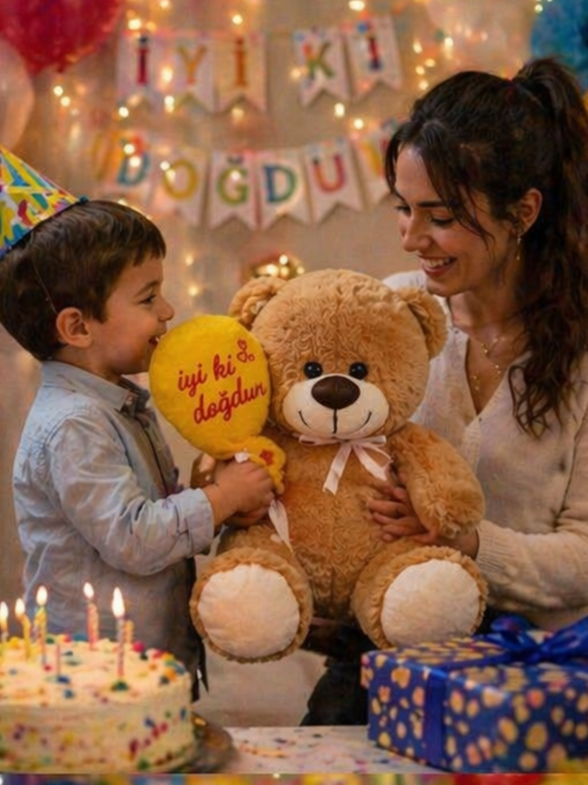 İyi Ki Doğdun Yazılı Peluş Ayıcık 50 cm PELÜŞ AYICIK