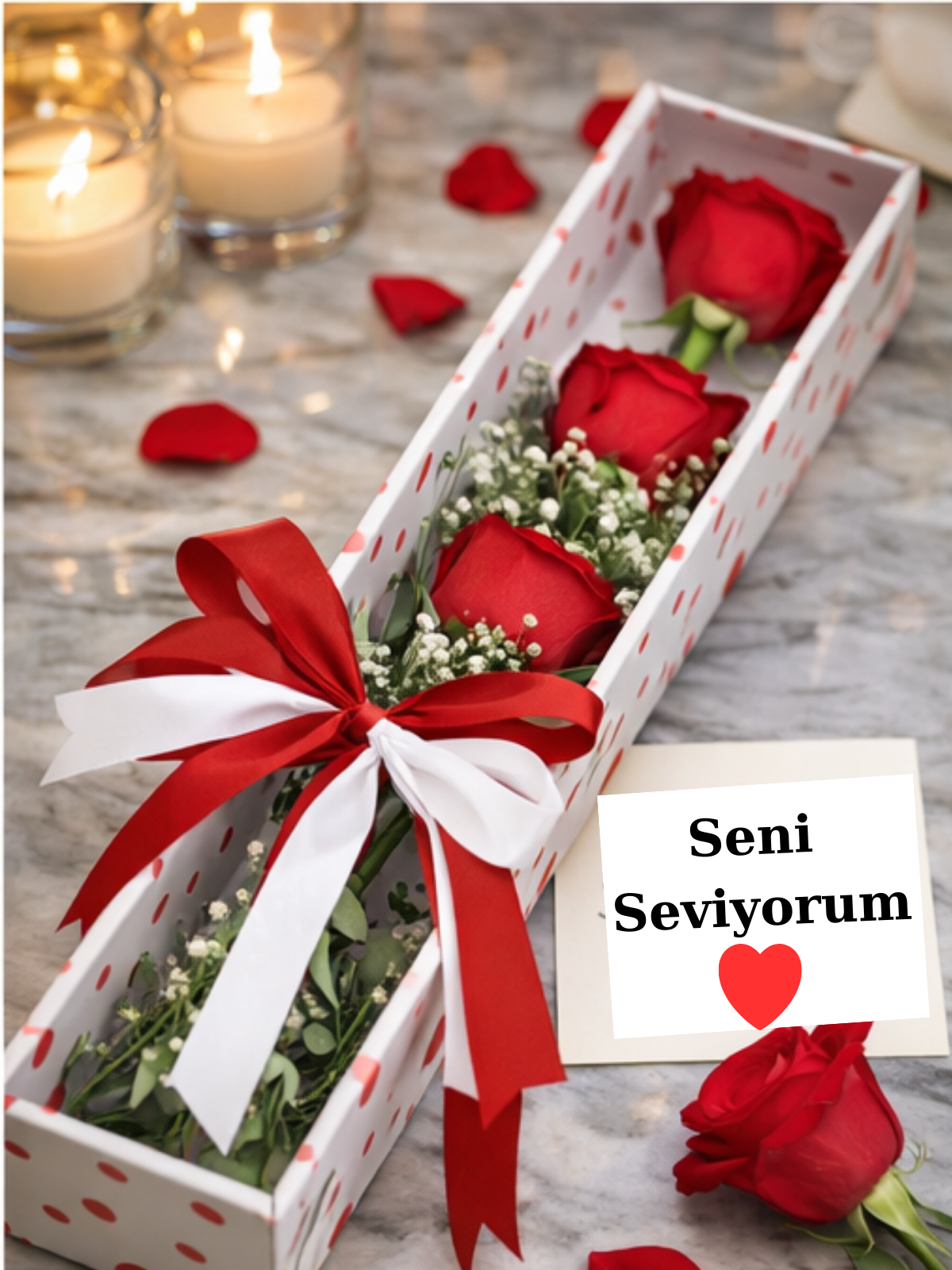 Kutuda 3 Kırmızı Gül – Romantik Seni Seviyorum Gül Kutusu | Hanbeyi KIZ İSTEME BUKETİ