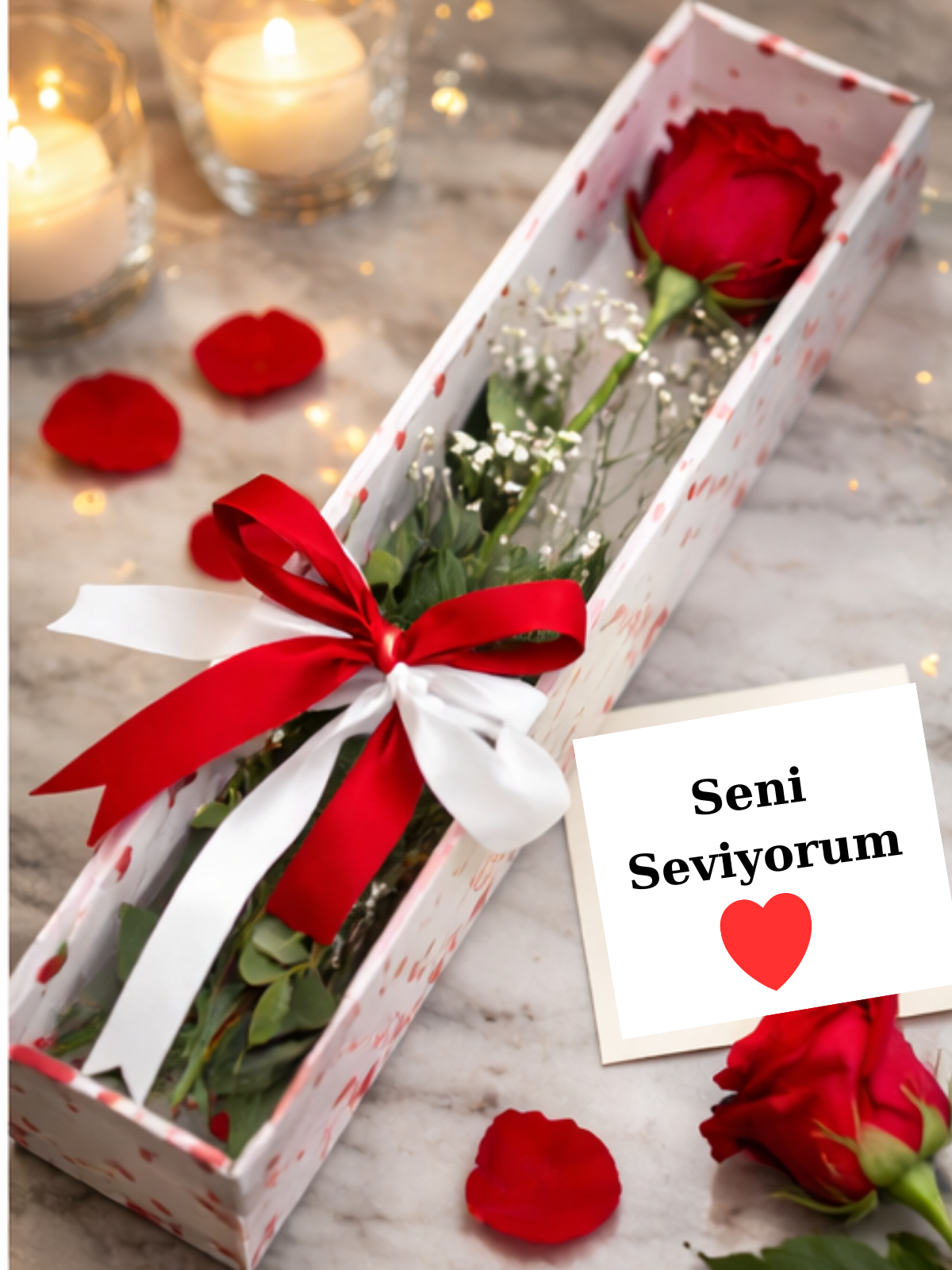 Kutuda Tek Kırmızı Gül – Seni Seviyorum Hediye Gülü | Hanbeyi KIZ İSTEME BUKETİ