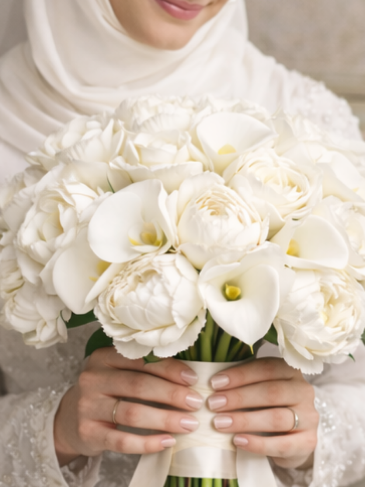 Luxury Beyaz Gül & Gala Gelin El Buketi – Premium Calla Lily Kombin | Hanbeyi Gelin El Buketi