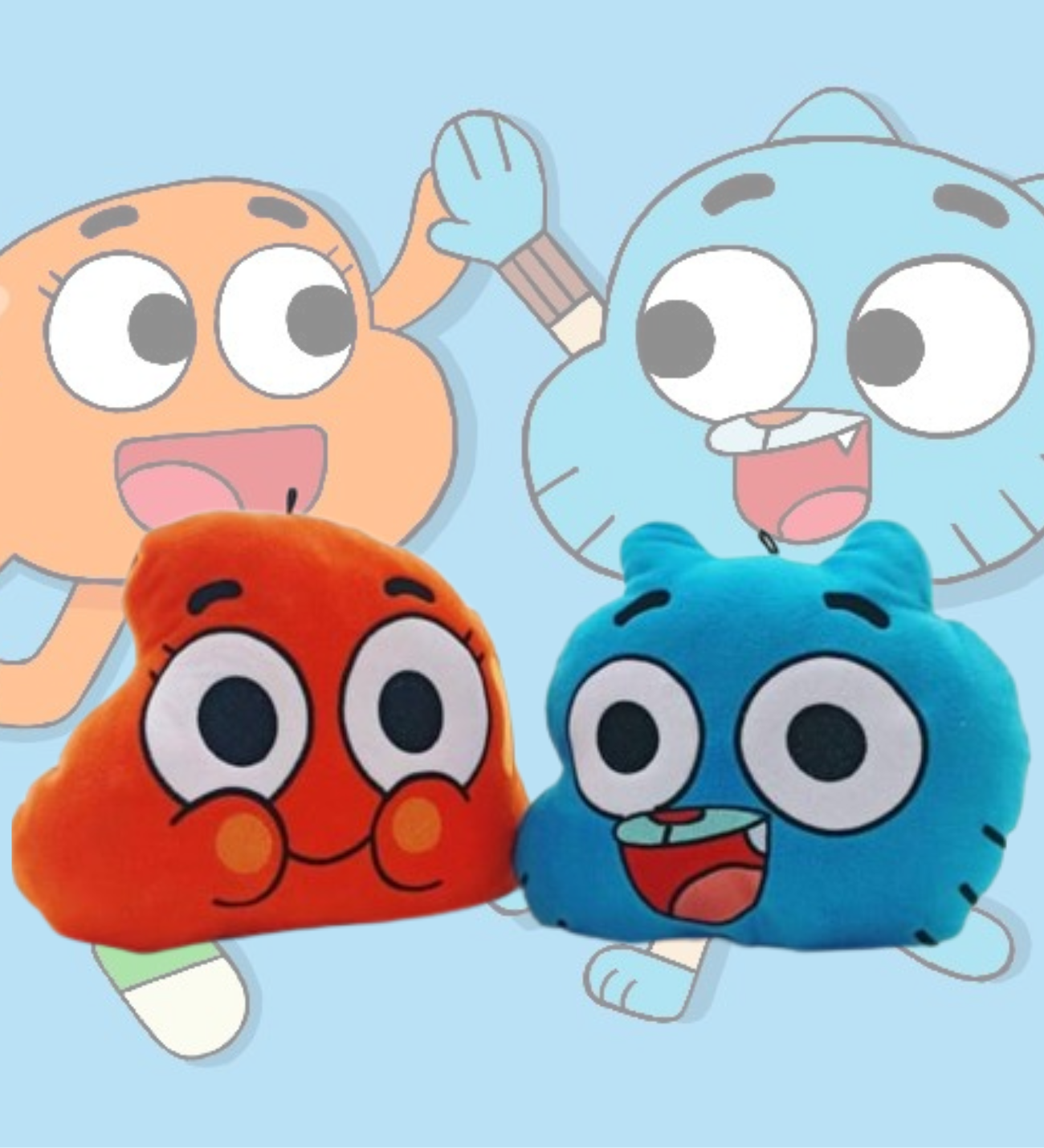 Gumball ve Darwin Peluş Yastık 2'li Set KARAKTER FİGÜR YASTIK