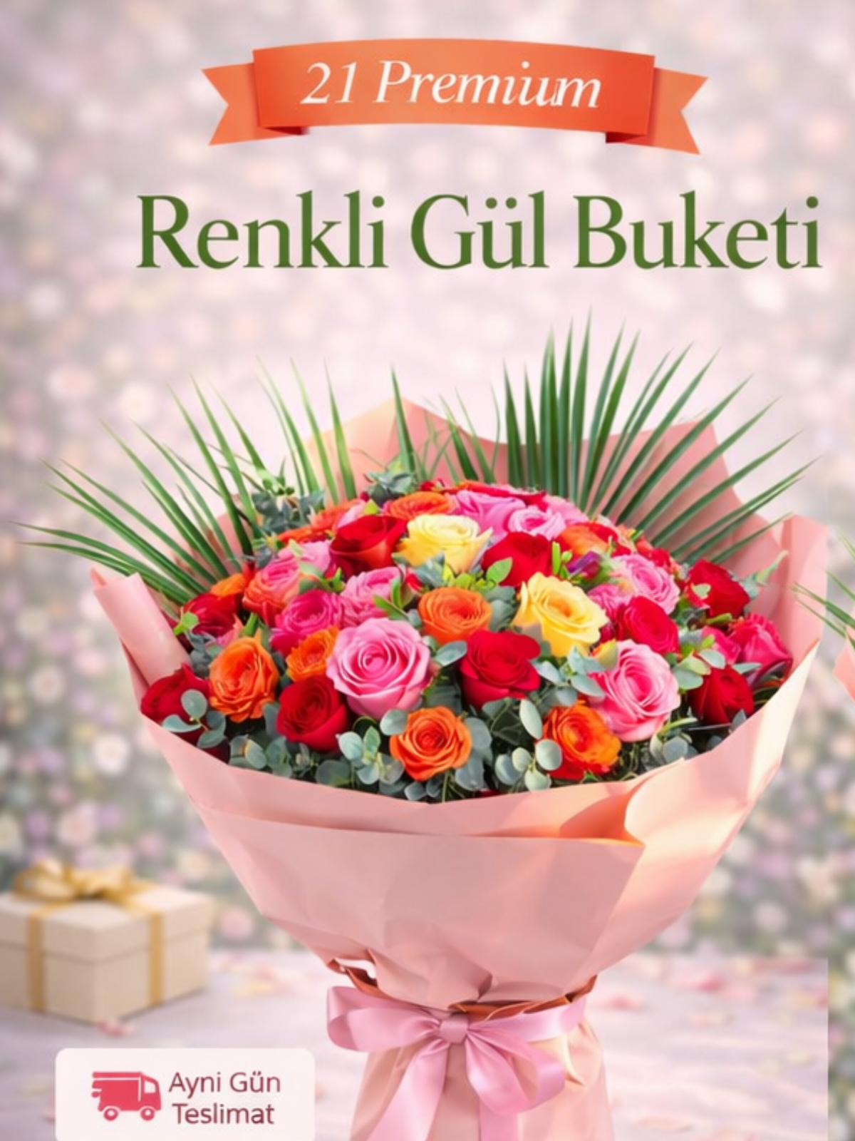 Renkli Gül Buketi – Karışık Güller Premium Çiçek Tasarımı | Hanbeyi KIZ İSTEME BUKETİ