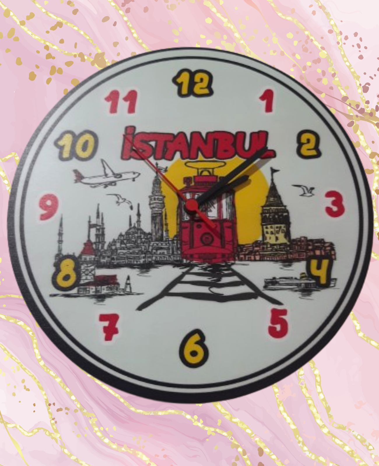 İstanbul Temalı Çocuk Odası Duvar Saati Sessiz Mekanizma DUVAR SAATLERİ