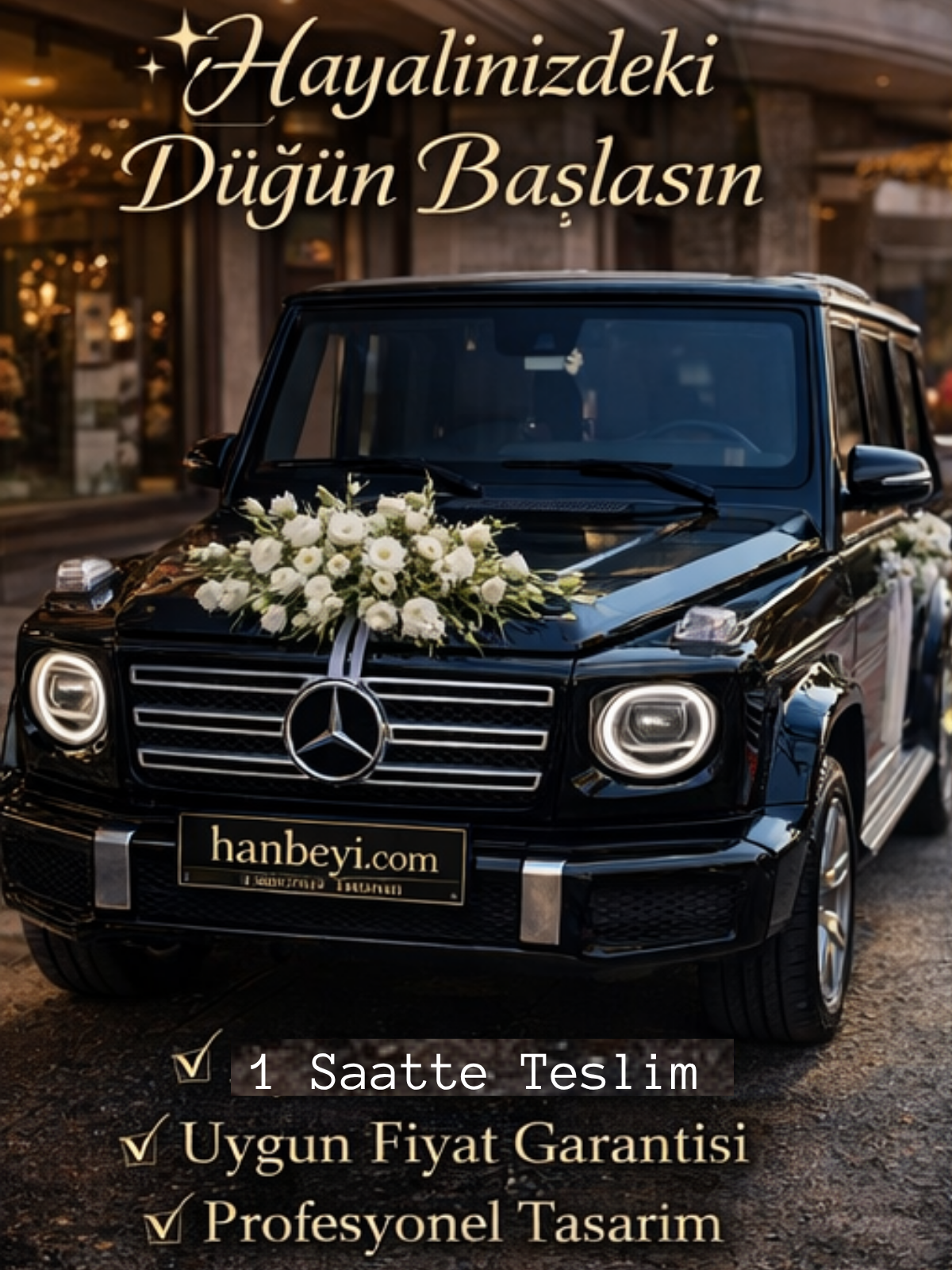 Ultra Lüks Gelin Arabası Süsleme – Canlı Lisyantus Premium Tasarım (G Serisi) Gelin Arabası Süsleme