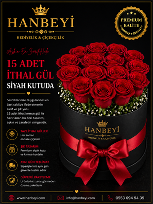 15 Adet İthal Gül Siyah Kutuda | Premium Luxury Collection Avcılar Çiçekçi