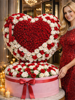501 Canlı Gül Kişiye Özel Harf Kalp Tasarım – Premium Luxury Collection | Hanbeyi Kutuda Gül